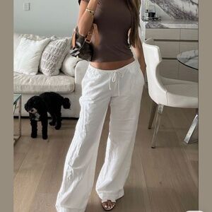 White linen pants